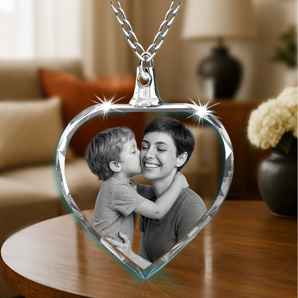 Collar de corazón de cristal 2D