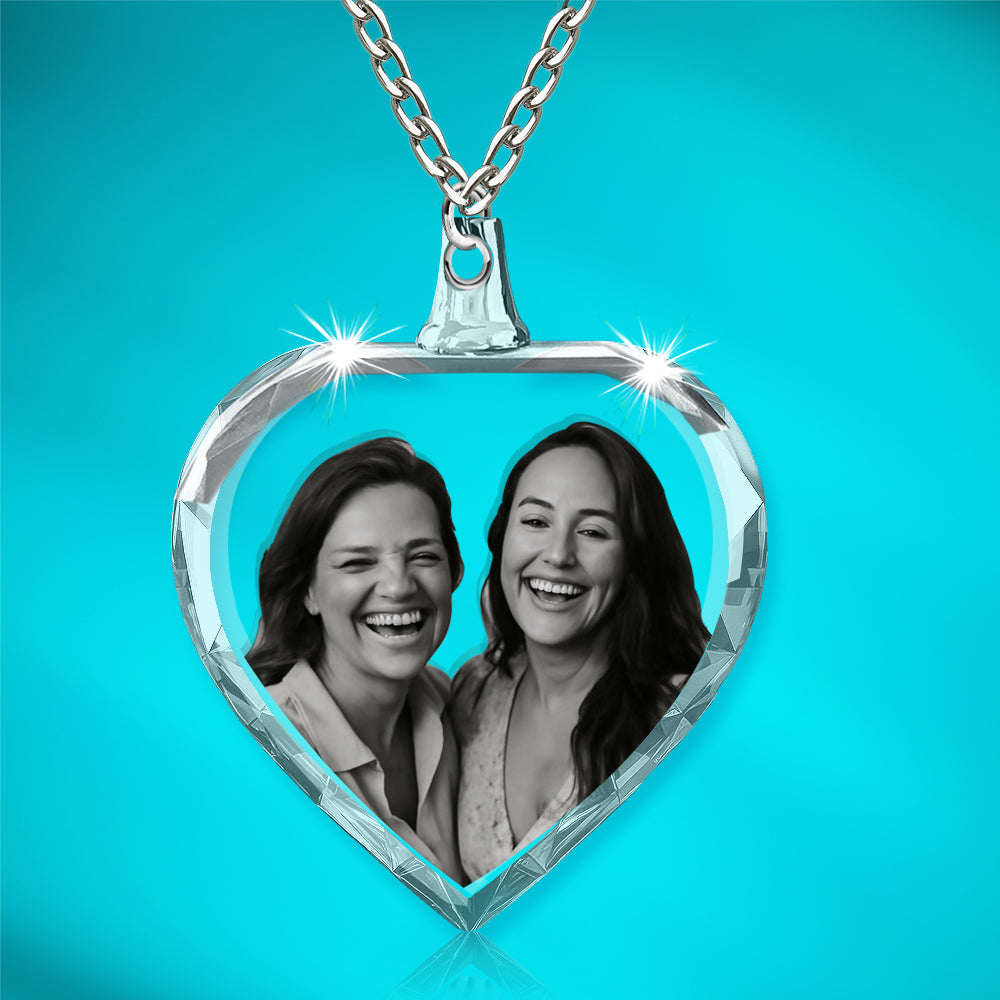 Collier cœur en cristal 3D