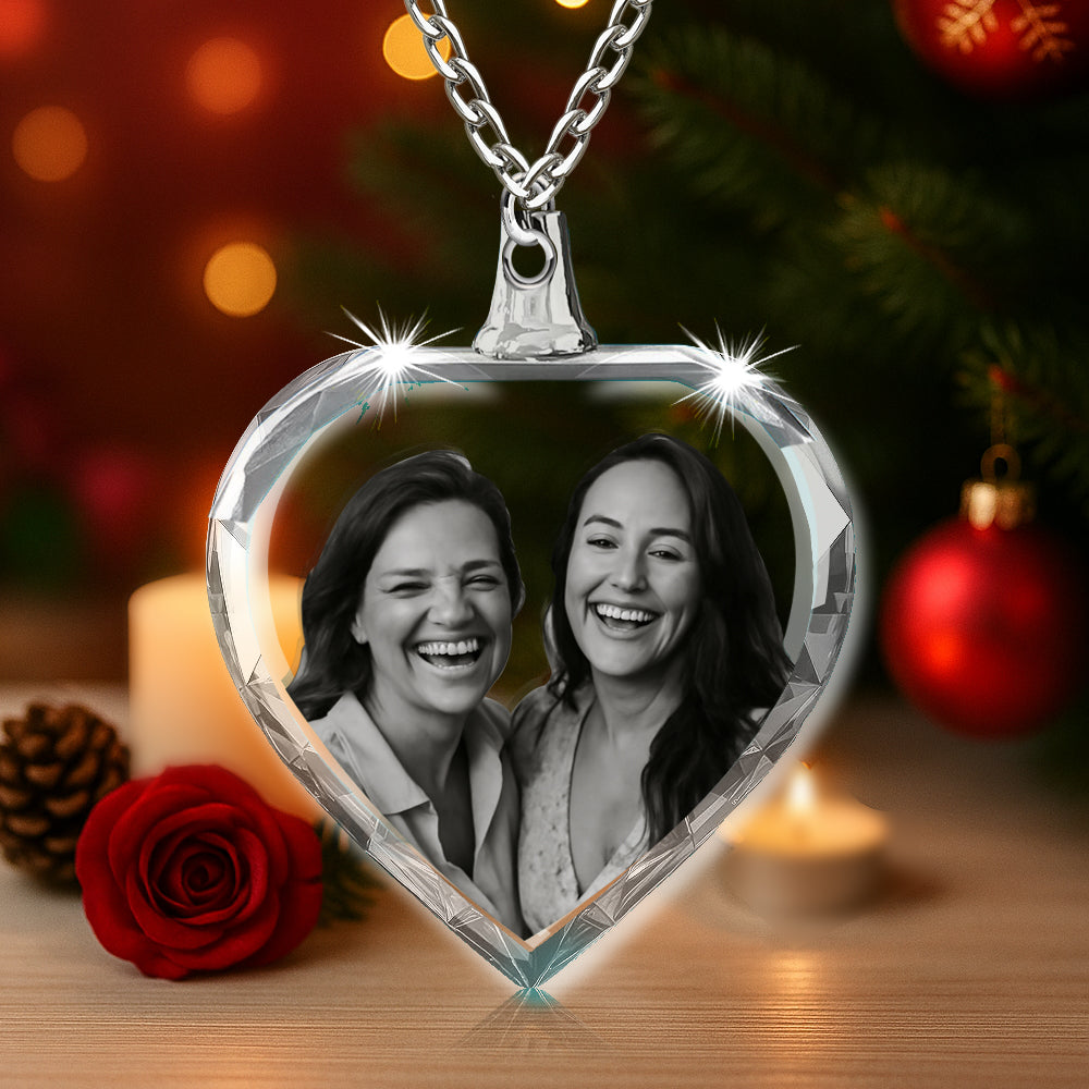 Collier cœur en cristal 3D