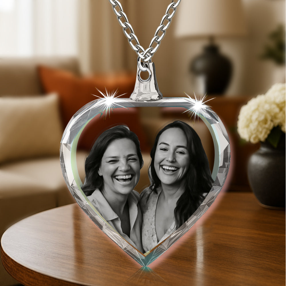Collier cœur en cristal 3D