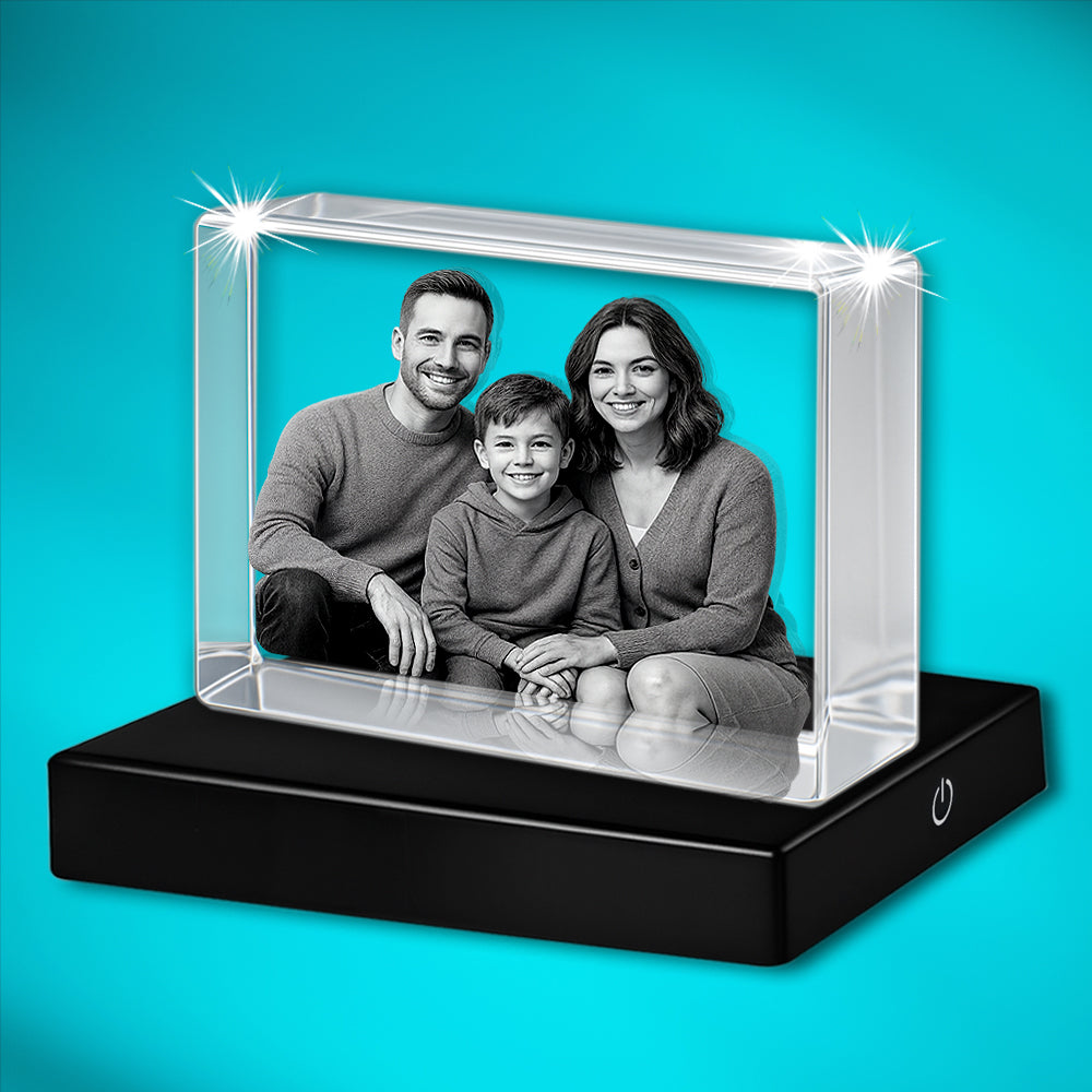 Rectangle en cristal 3D - Souvenir photo personnalisé