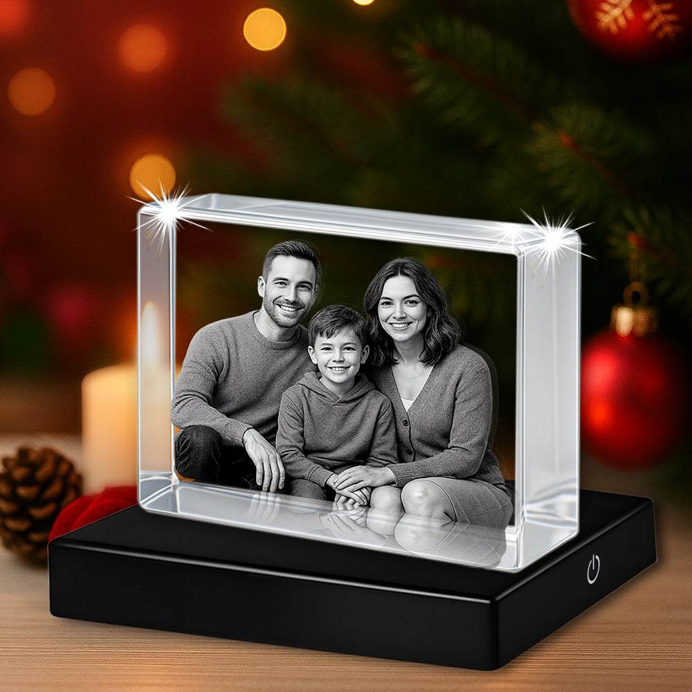 Rectangle en cristal 3D - Souvenir photo personnalisé
