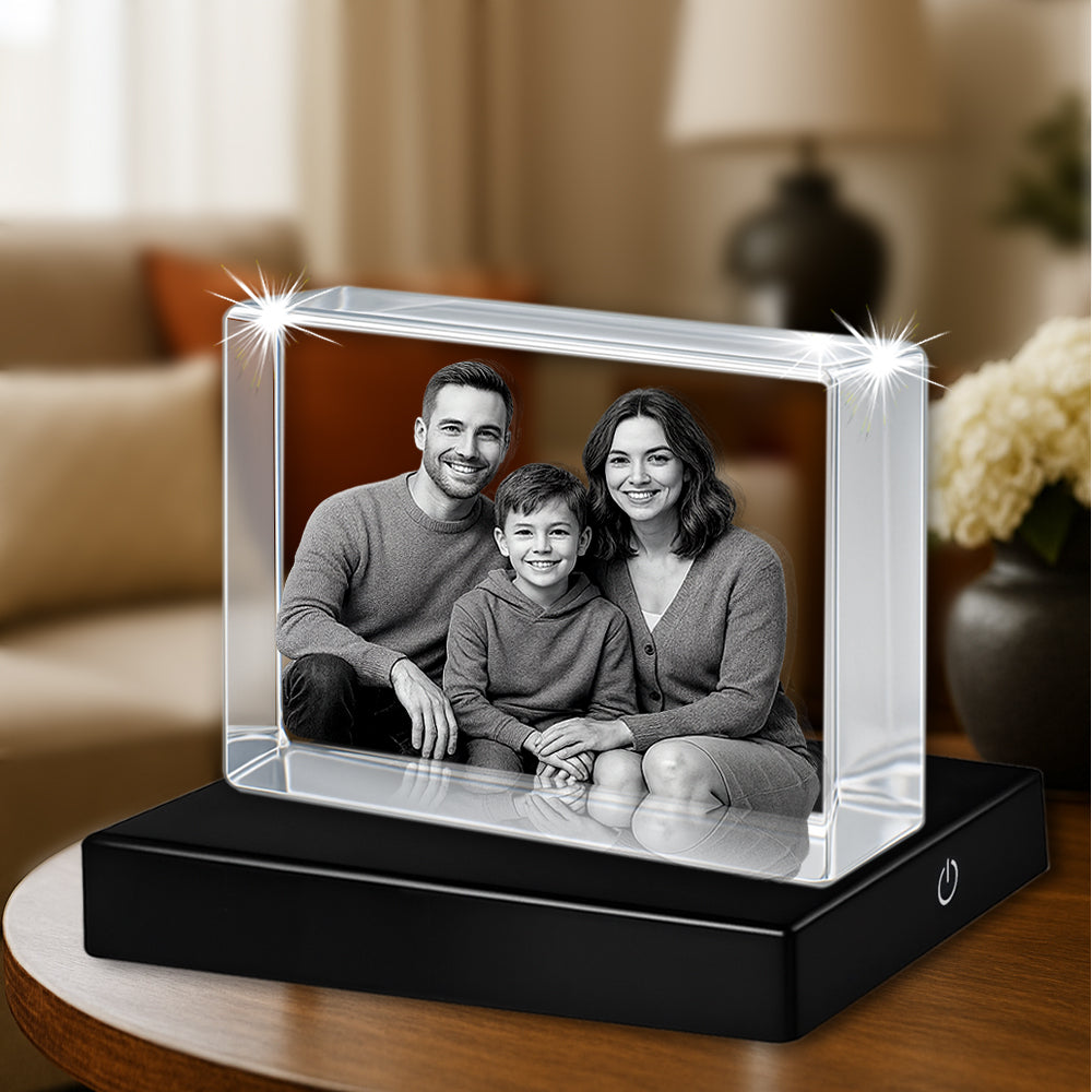 Rectangle en cristal 3D - Souvenir photo personnalisé